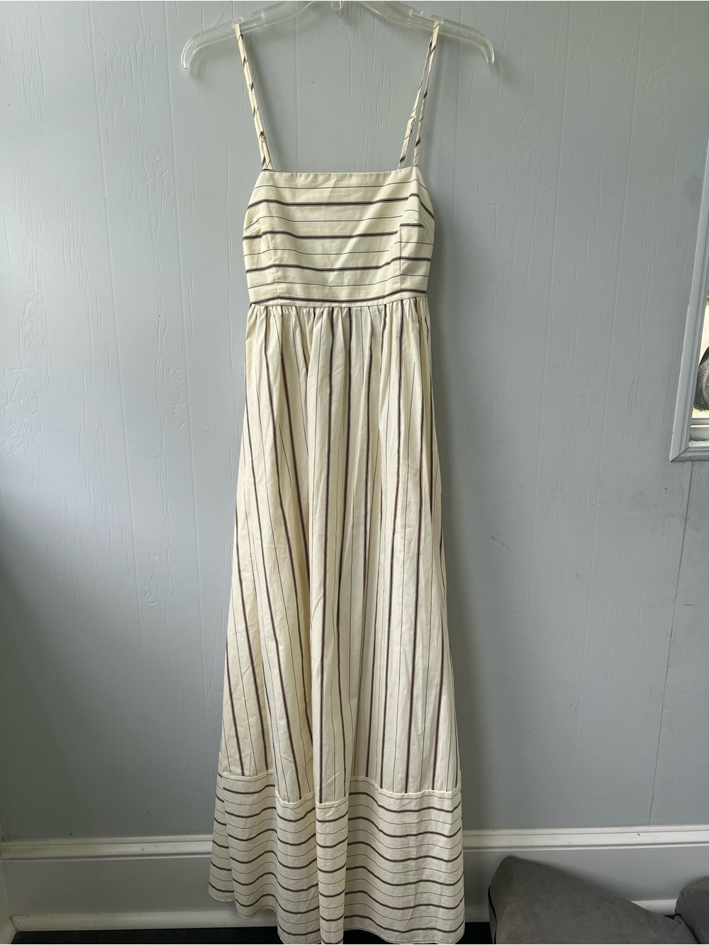 Petal & Pup Cream Maxi Dress with Thin Brown Stripes - Picture 6 of 16